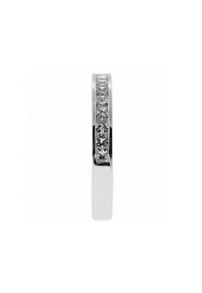 Single Row Channel Set Band with Princess Cut Diamonds in 18k White Gold