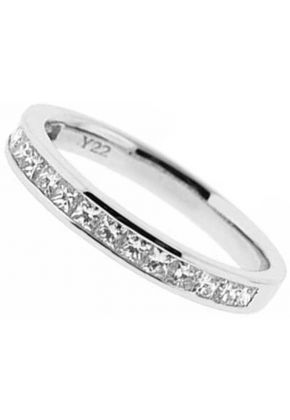 Single Row Channel Set Band with Princess Cut Diamonds in 18k White Gold