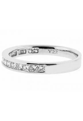 Single Row Channel Set Band with Princess Cut Diamonds in 18k White Gold