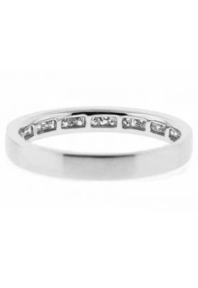 Single Row Channel Set Band with Princess Cut Diamonds in 18k White Gold
