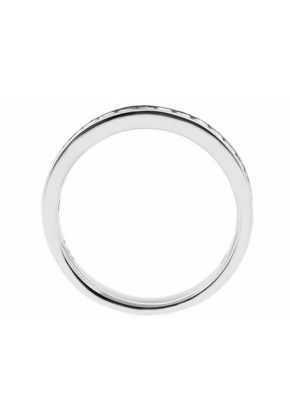 Single Row Channel Set Band with Princess Cut Diamonds in 18k White Gold