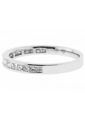 Single Row Channel Set Band with Princess Cut Diamonds in 18k White Gold