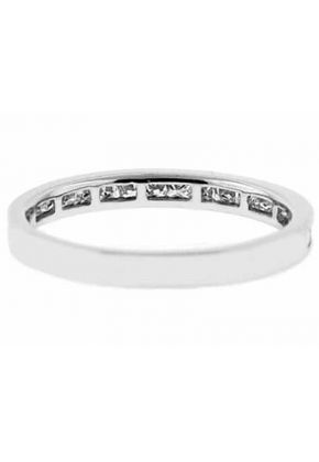 Single Row Channel Set Band with Princess Cut Diamonds in 18k White Gold