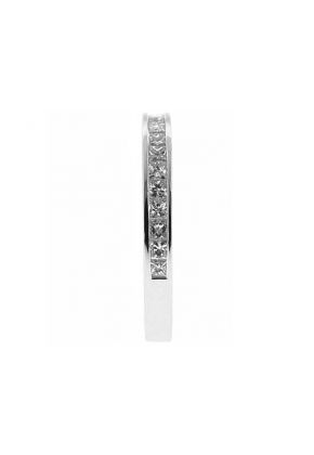 Single Row Channel Set Band with Princess Cut Diamonds in 18k White Gold