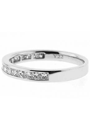 Single Row Channel Set Band with Princess Cut Diamonds in 18k White Gold