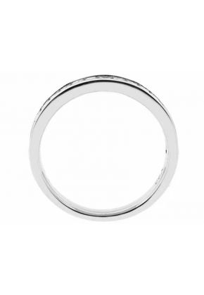 Single Row Channel Set Band with Princess Cut Diamonds in 18k White Gold