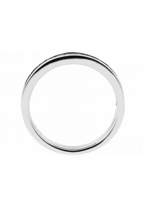 Single Row Channel Set Band with Princess Cut Diamonds in 18k White Gold