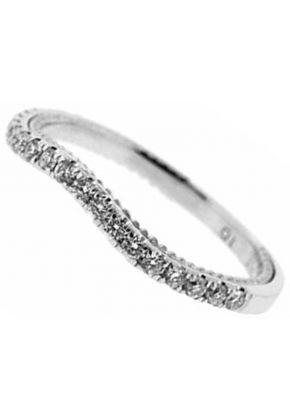 Curved Band with Engraved Side Profile and Micro-Prong Set Round Diamonds in 18k White Gold