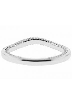 Curved Band with Engraved Side Profile and Micro-Prong Set Round Diamonds in 18k White Gold