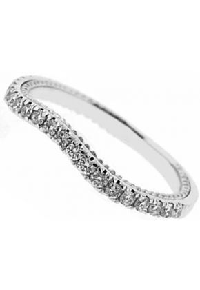 Curved Band with Engraved Side Profile and Micro-Prong Set Round Diamonds in 18k White Gold