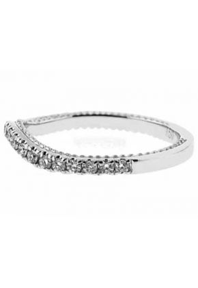Curved Band with Engraved Side Profile and Micro-Prong Set Round Diamonds in 18k White Gold