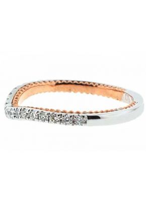 Two Tone V Curve Band with Round Diamonds Set in 18k White Gold and Beaded Milgrain in 18k Rose Gold