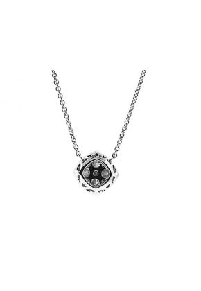 Necklace with a Diamond Shaped Cluster of Diamonds Surrounded by Halo in 18k White Gold