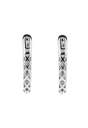 Pav?? Set Hoop Earrings with Round Diamonds in 18k White Gold
