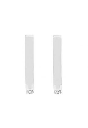 Half Moon Curved Hoop Earrings with Diamonds Set in 18k White Gold