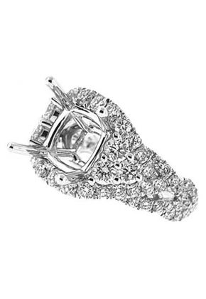 Halo with Braided Sides 1.84ct Diamond Semi Mount Engagement Ring 18kt White Gold
