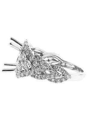 Halo with Braided Sides 1.84ct Diamond Semi Mount Engagement Ring 18kt White Gold