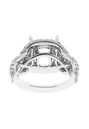 Halo with Braided Sides 1.84ct Diamond Semi Mount Engagement Ring 18kt White Gold