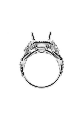 Halo with Braided Sides 1.84ct Diamond Semi Mount Engagement Ring 18kt White Gold