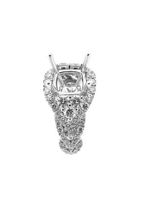 Halo with Braided Sides 1.84ct Diamond Semi Mount Engagement Ring 18kt White Gold