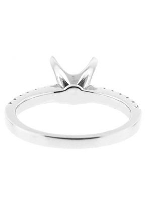 4 Prong Semi-Mount Engagement Ring with Prong Set Round Diamonds in 18k White Gold