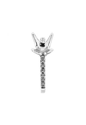 4 Prong Semi-Mount Engagement Ring with Prong Set Round Diamonds in 18k White Gold