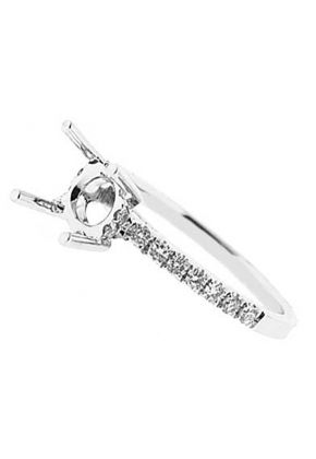 4 Prong Semi-Mount Engagement Ring with Round Diamonds Set in 18k White Gold