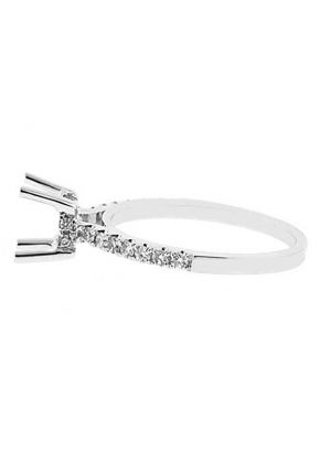 4 Prong Semi-Mount Engagement Ring with Round Diamonds Set in 18k White Gold