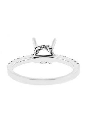 4 Prong Semi-Mount Engagement Ring with Round Diamonds Set in 18k White Gold