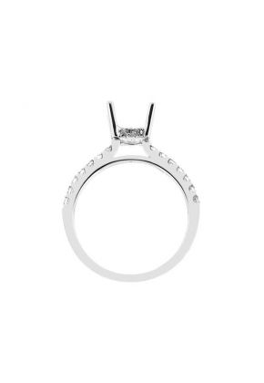 4 Prong Semi-Mount Engagement Ring with Round Diamonds Set in 18k White Gold