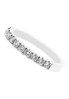 Single Row Band with Round Diamonds Set in 18k White Gold