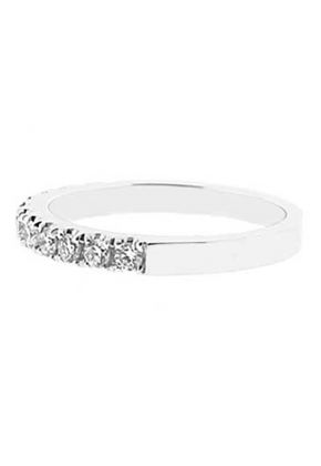 Single Row Band with Round Diamonds Set in 18k White Gold