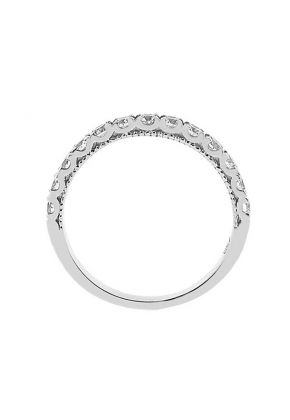 Single Row Micro-Prong Set Band with Round Diamonds in 18k White Gold