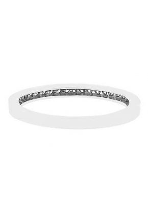Single Row Band with Round Diamonds Bordered by Beaded Milgrain in 18k White Gold