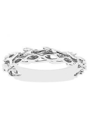 Handcrafted Vintage Style Diamond Milgrain Filigree Bezel Set Wedding Band in 18K White Gold