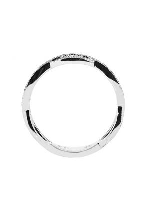 Vintage Inspired Milgrain Filigree Band with Round Diamonds Set in 18k White Gold