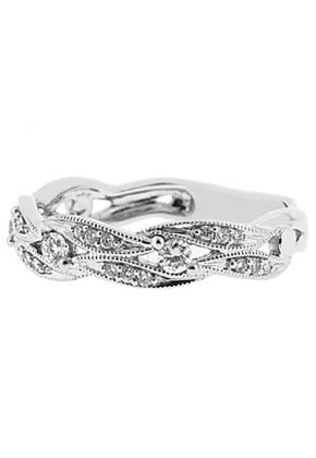 Vintage Diamond Milgrain Wedding Band in 18K White Gold