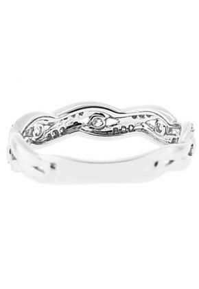 Vintage Diamond Milgrain Wedding Band in 18K White Gold