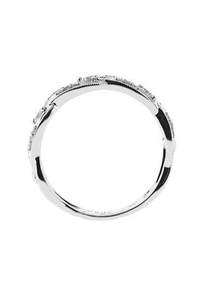 Vintage Diamond Milgrain Wedding Band in 18K White Gold