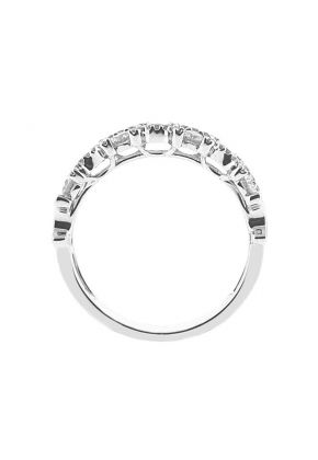 Diamond Prong Set Wedding Band in 18K White Gold