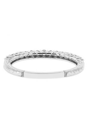 Milgrain Engraved Combination Set Band with Prong and Channel Set Round Diamonds in 18k White Gold