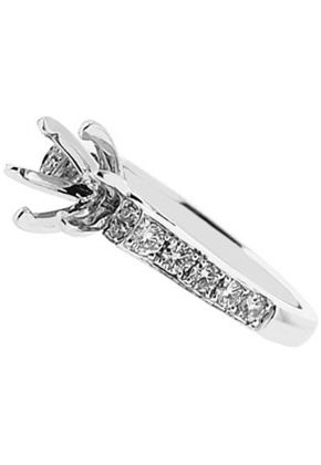 Semi-Mount Engagement Ring with Pav?? Set Diamonds in 18k White Gold