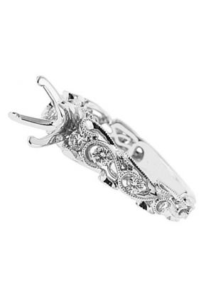 Handcrafted Vintage 0.36ct Semi Mount Diamond Engagement Ring in 18K White Gold