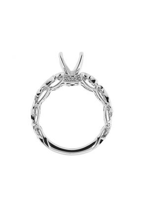 Handcrafted Vintage 0.36ct Semi Mount Diamond Engagement Ring in 18K White Gold