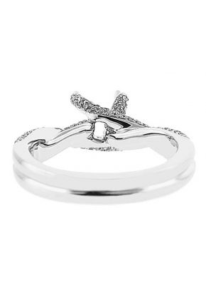 Crossover Twist Shank Semi-Mount Engagement Ring with Pav?? Set Round Diamonds Set in 18k White Gold