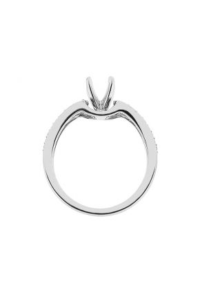 Semi-Mount Engagement Ring with Pav?? Set Diamonds Bordered by Beaded Milgrain in 18k White Gold