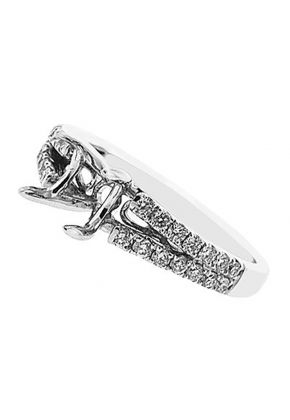 4 Prong Semi-Mount Split Shank Engagement Ring with Round Diamonds Set in 18k White Gold