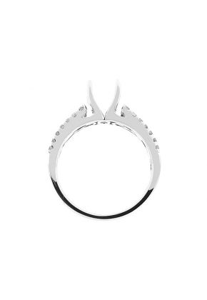 4 Prong Semi-Mount Split Shank Engagement Ring with Round Diamonds Set in 18k White Gold