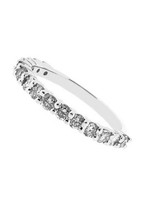 Diamond Prong Set Single Row Wedding Band in 14K White Gold