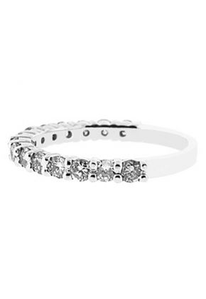 Diamond Prong Set Single Row Wedding Band in 14K White Gold